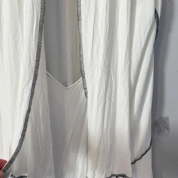 POL White Sleeveless Deconstructed Tunic Top Exposed Stitching Sharkbite L - Picture 8 of 11
